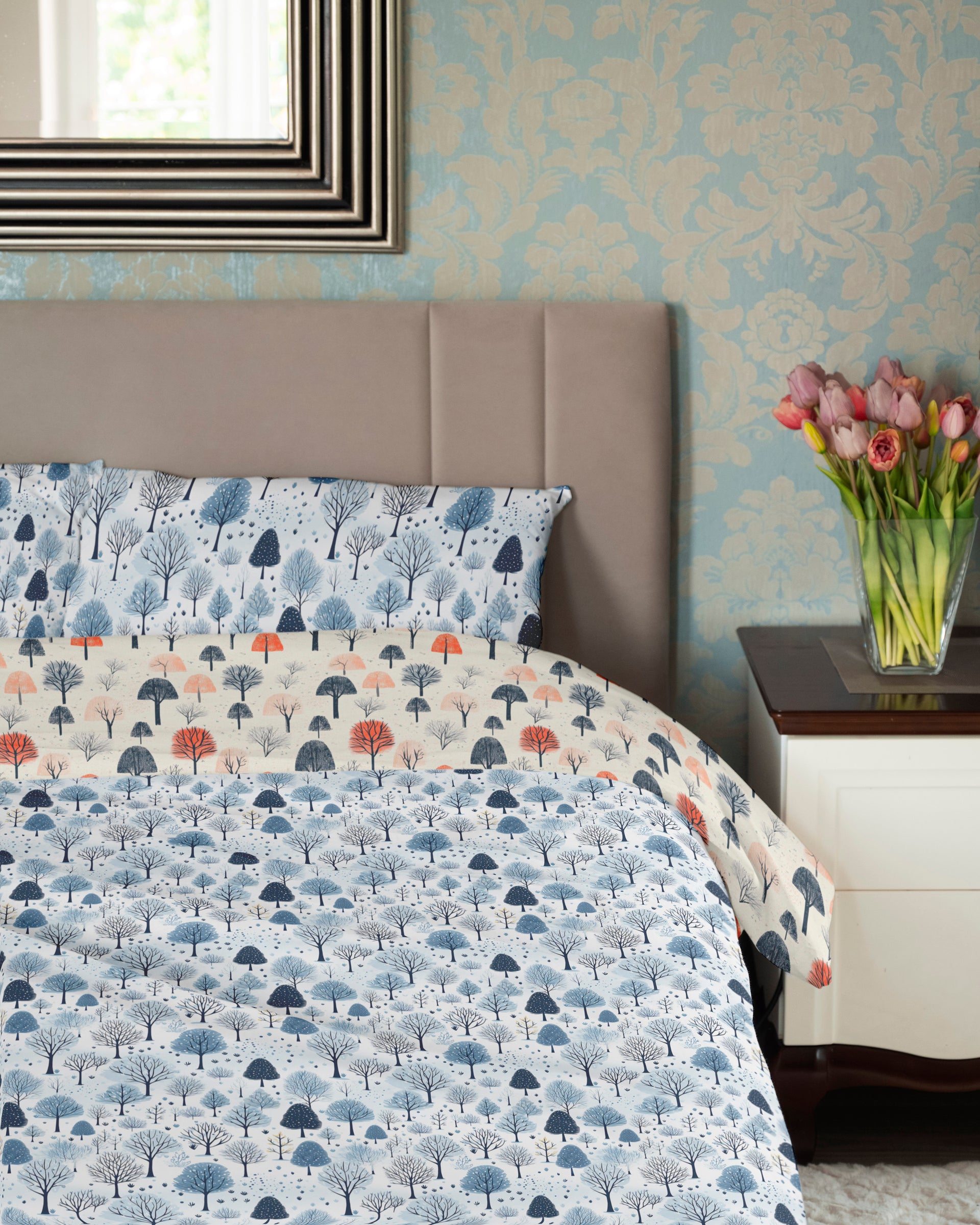 Reversible Duvet Cover Set - Nordic Trees