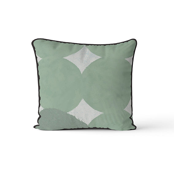 Velvet & Cotton Cushion  - Olive Circles