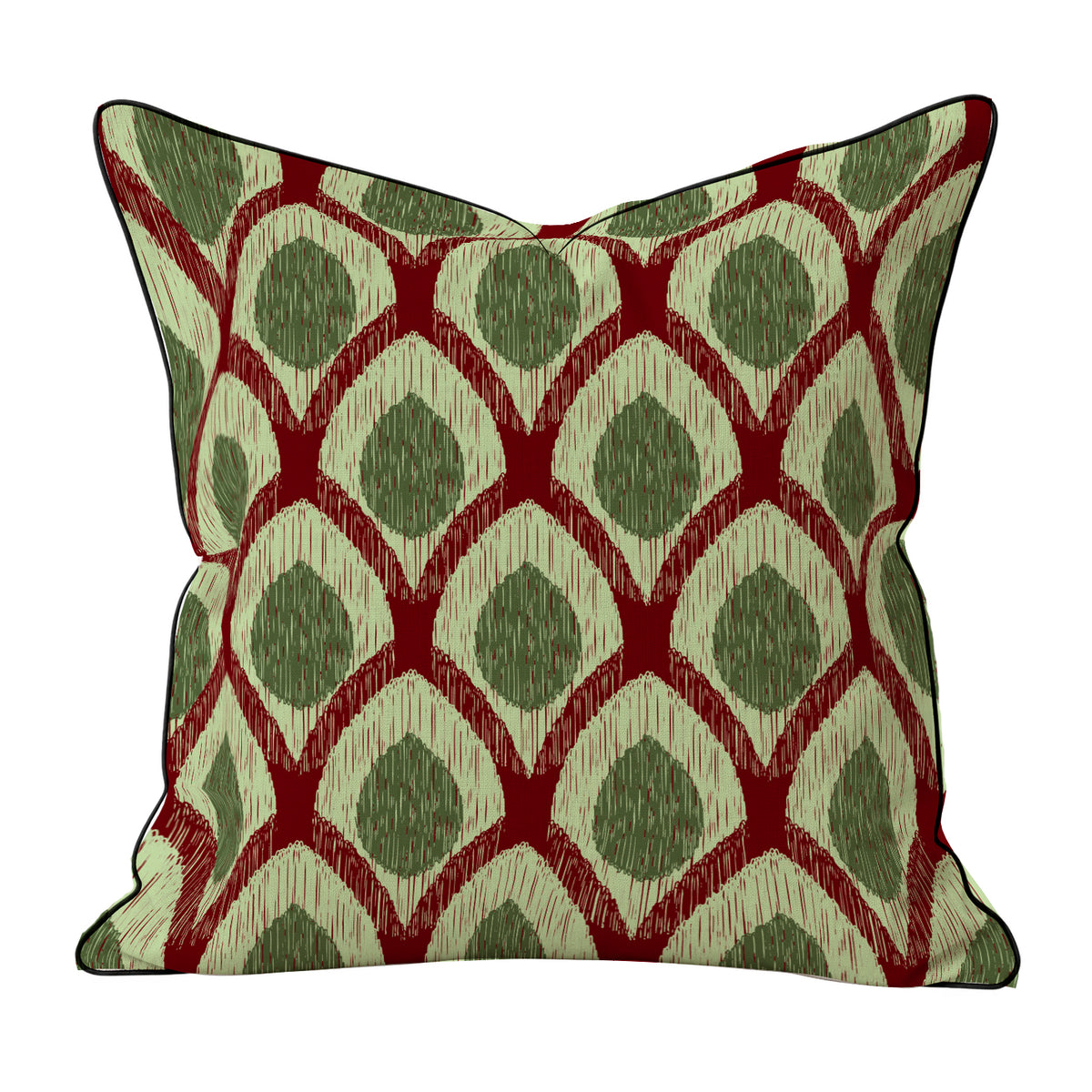 Velvet & Cotton Cushion  - Peacock Feathers Sage (Dark)