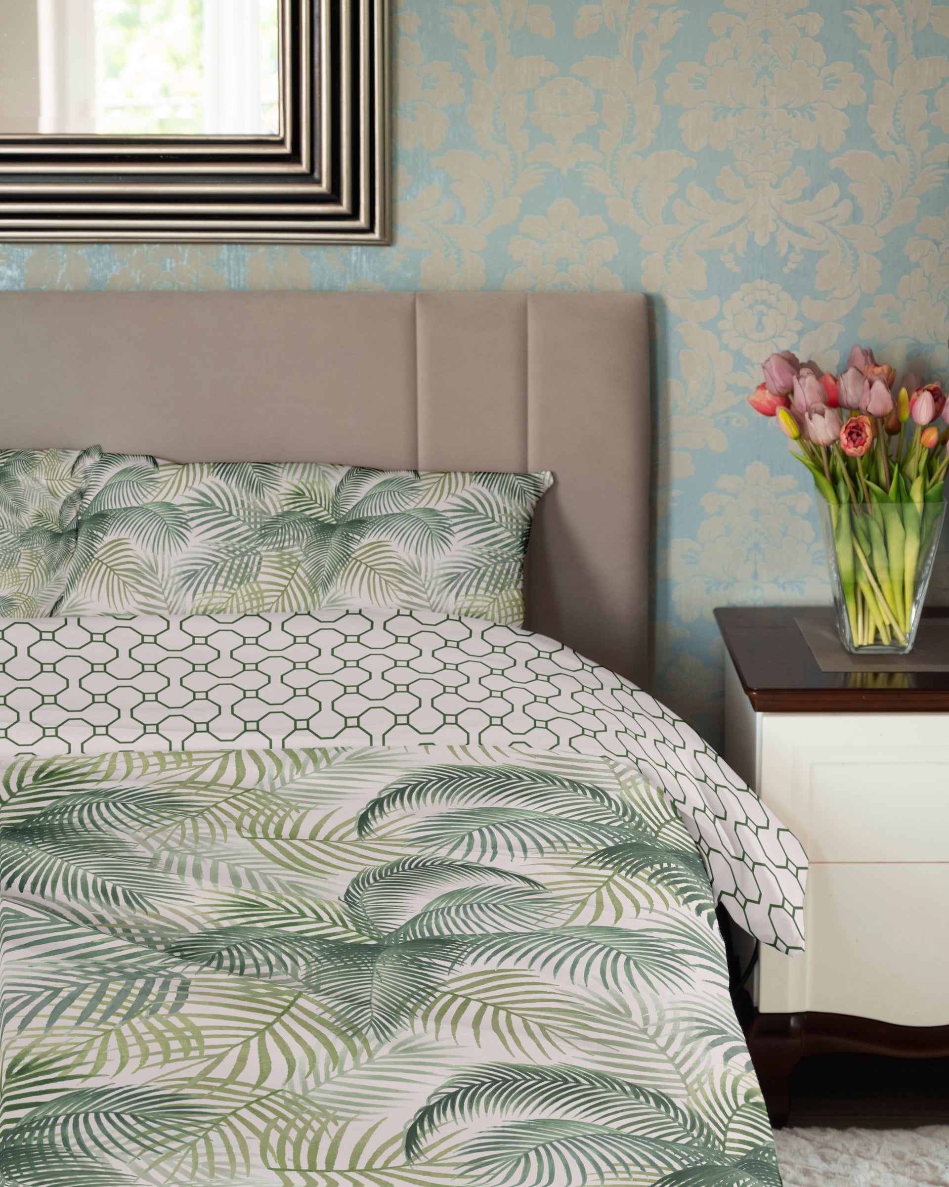 Reversible Duvet Cover Set - Palm Leaves