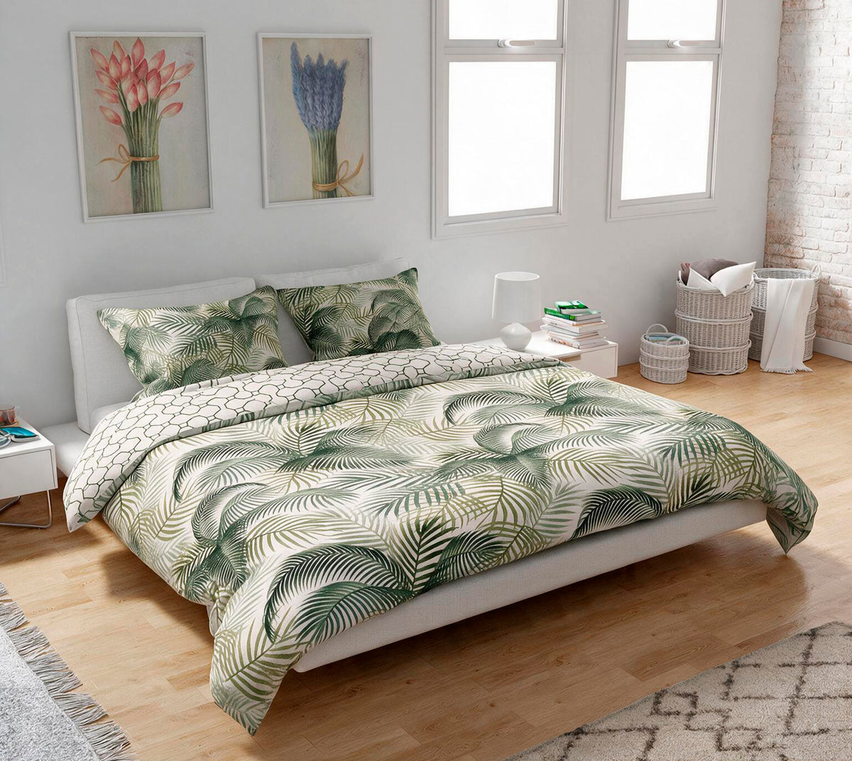 Reversible Duvet Cover Set - Palm Leaves