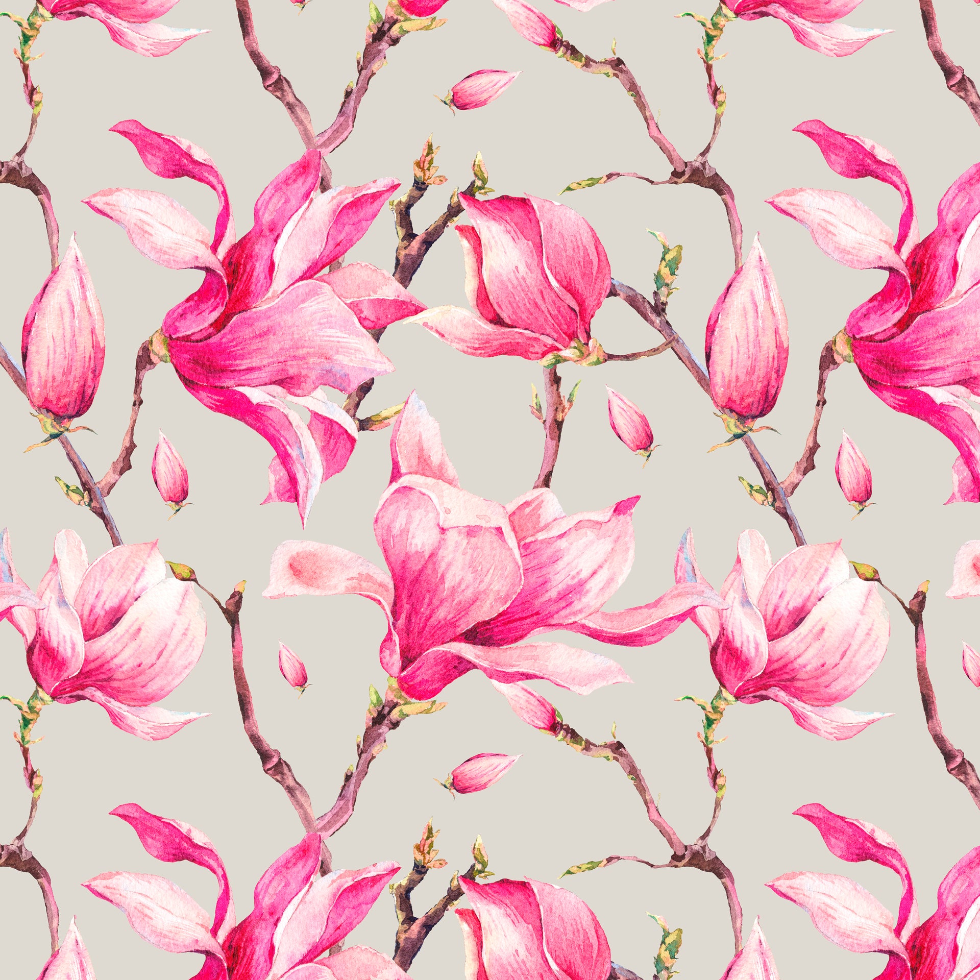 Duvet Cover Set - Pink Magnolia, Twigs and Leaves