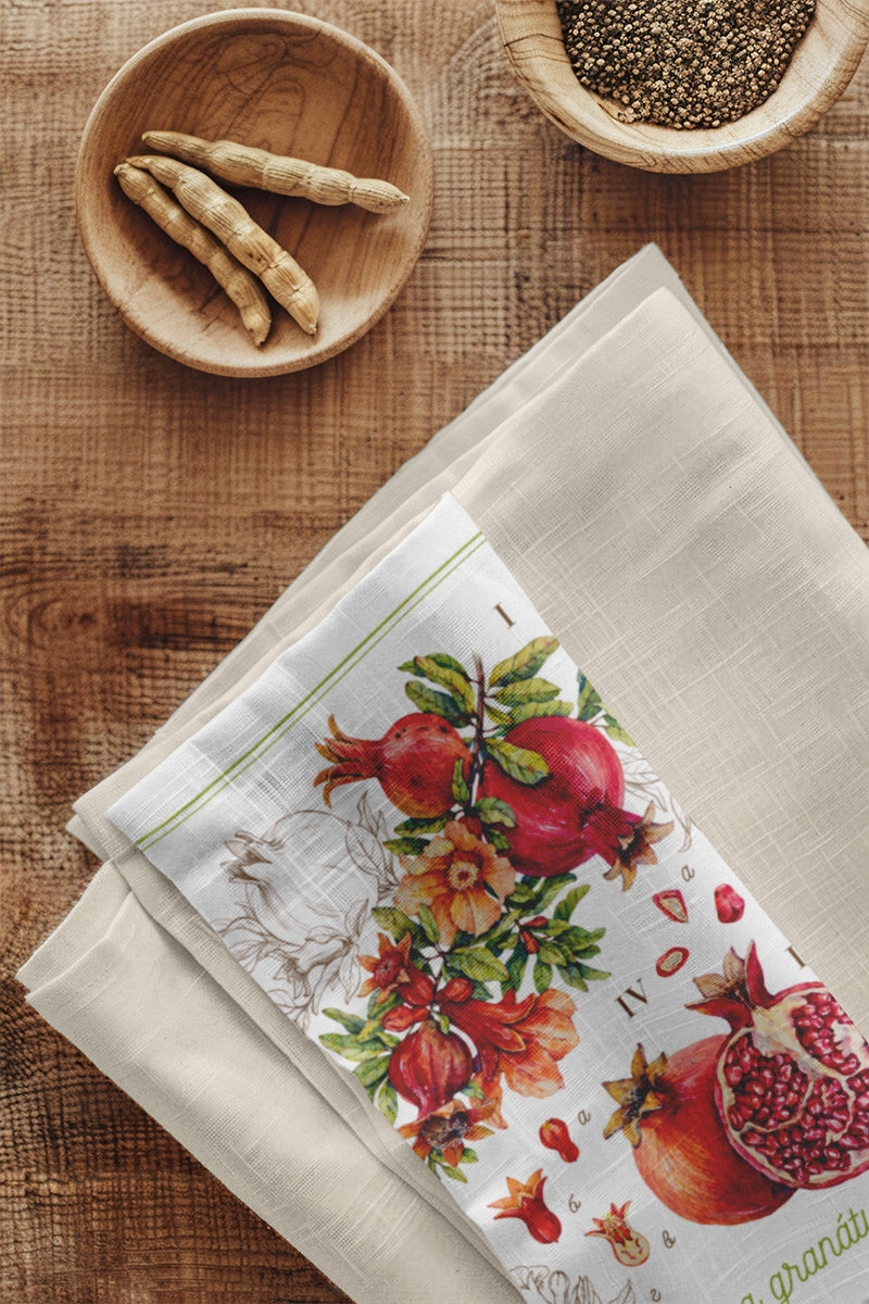 Tea Towels - Pomegranate Botanical