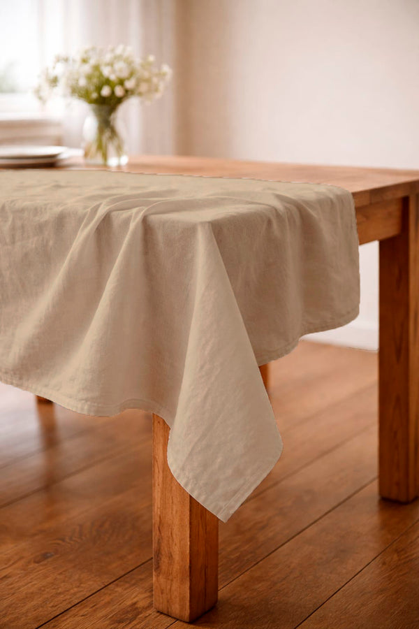 LAPERLE Pure Linen tablecloth, plain undyed linen