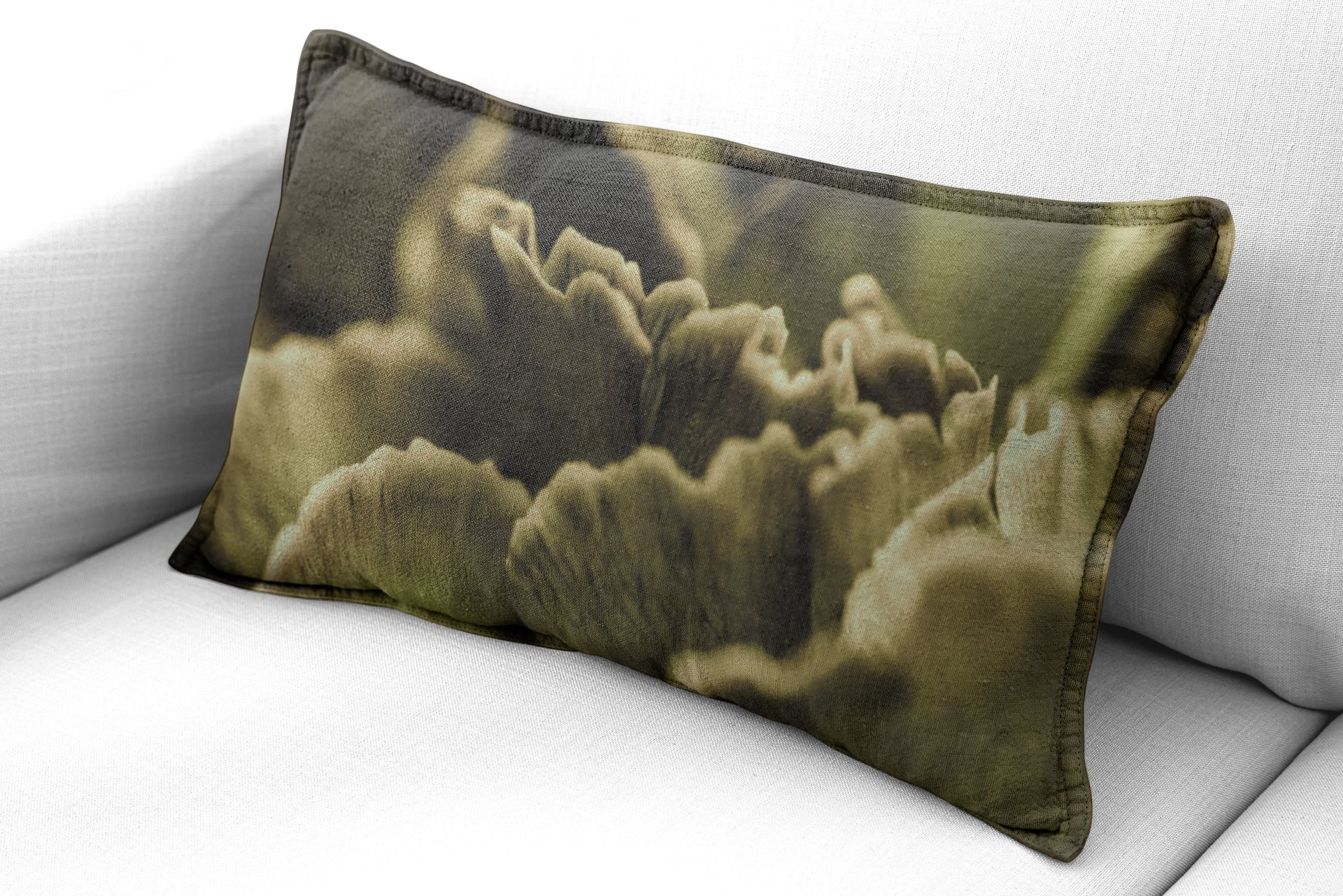 Luxe Rectangular Cushion  - Shades of green mushroom