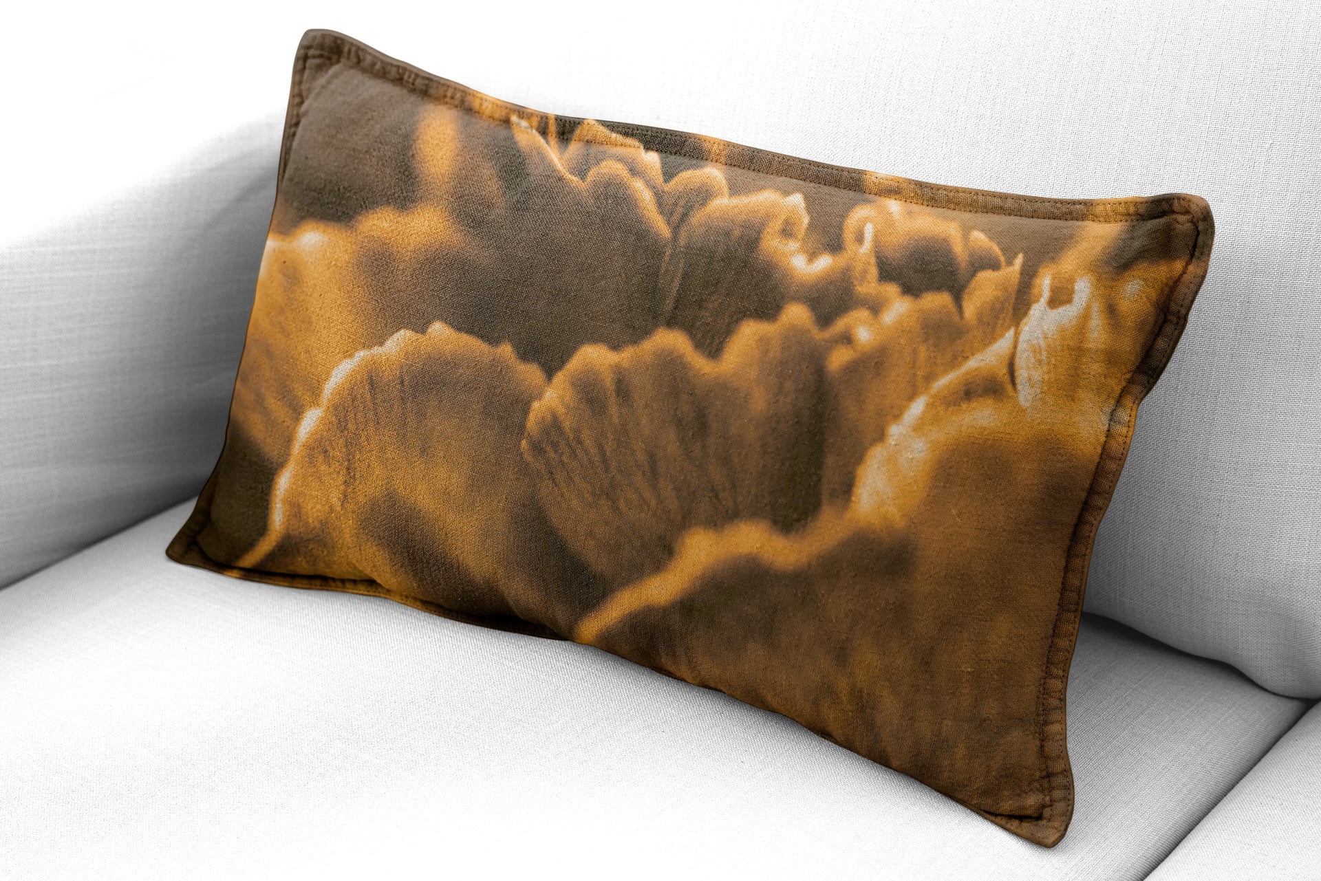 Luxe Rectangular Cushion  - Textured mustard mushroom