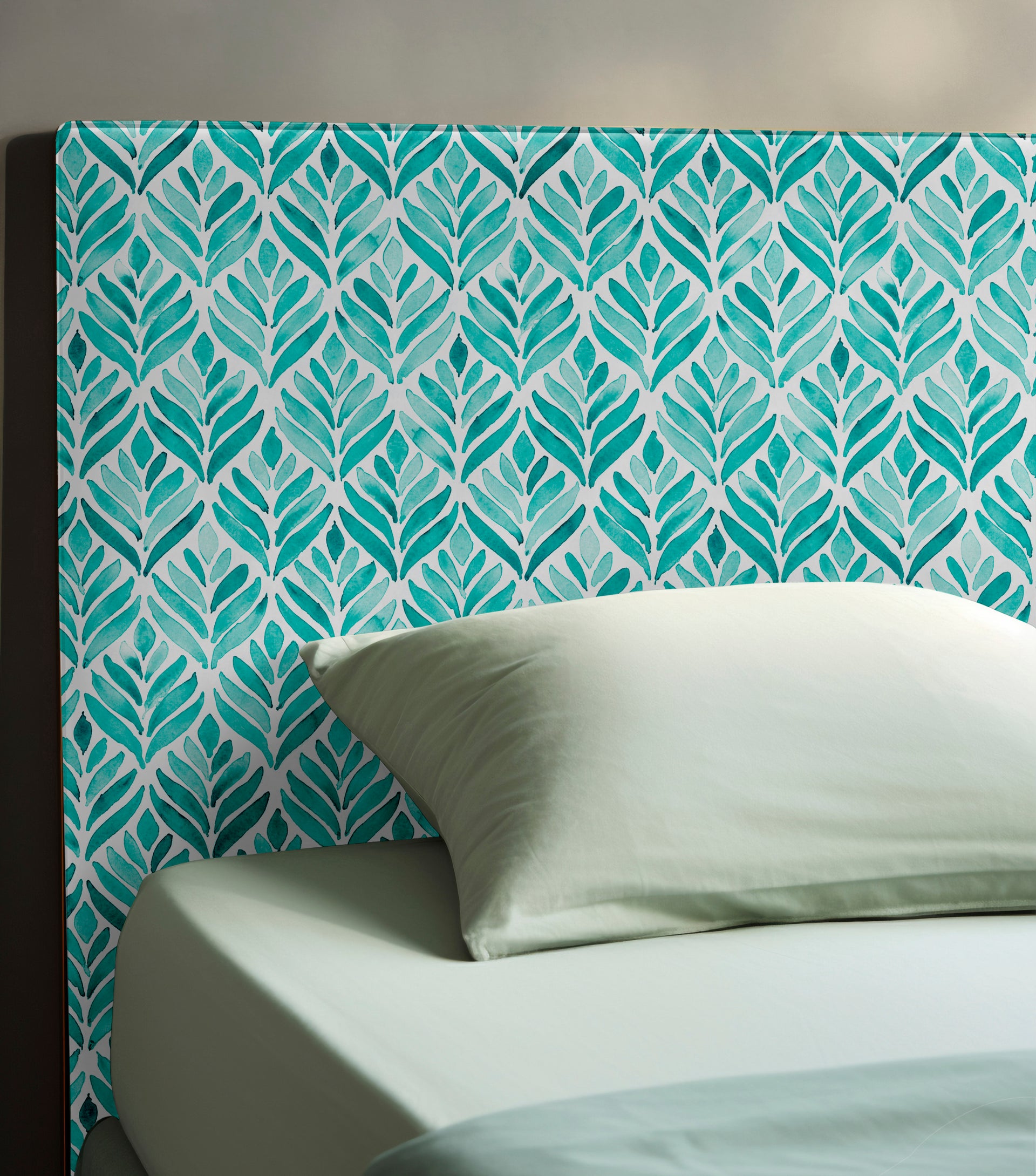 Headboard - Turquoise Watercolor Leaf