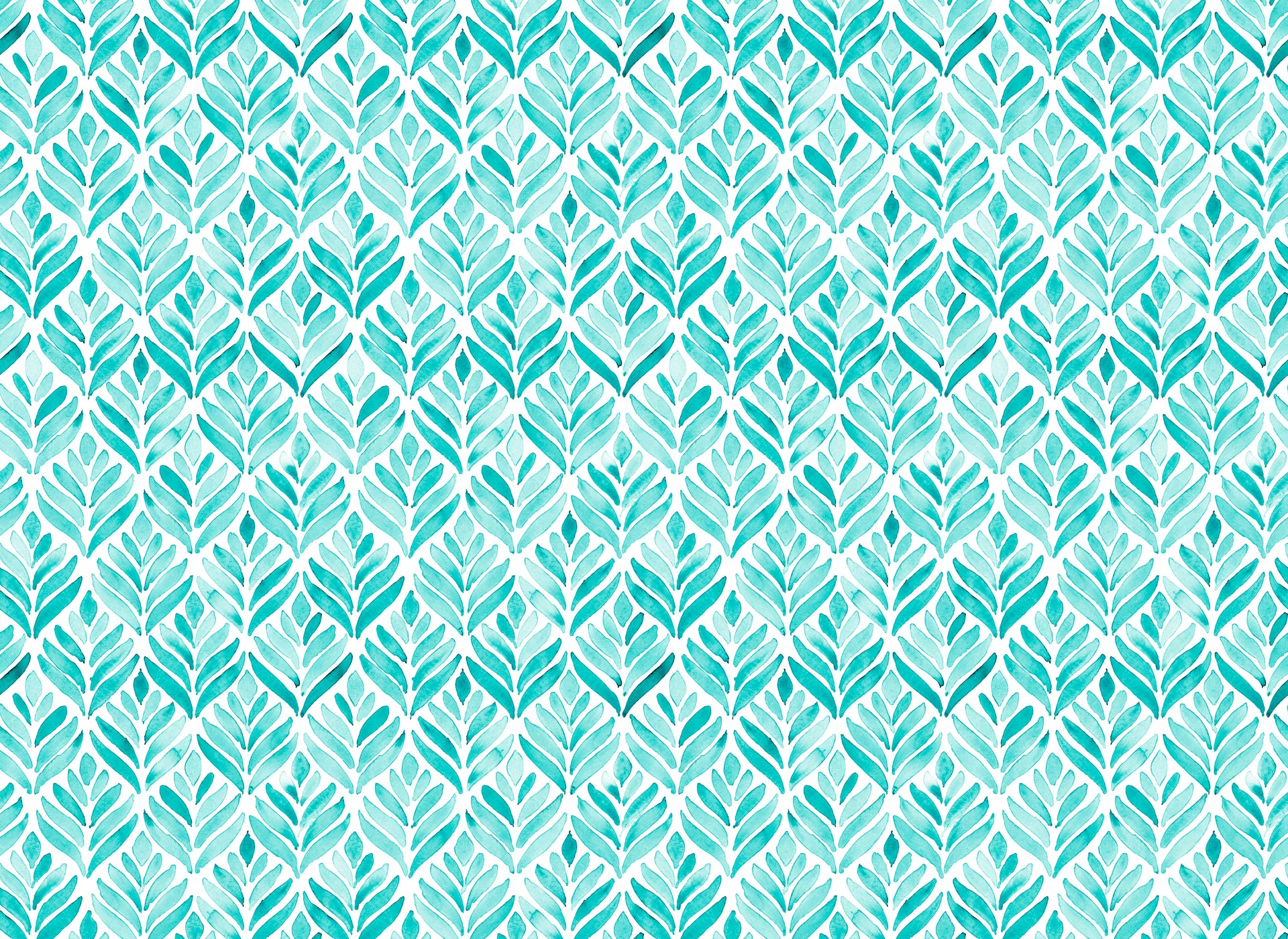 Headboard - Turquoise Watercolor Leaf