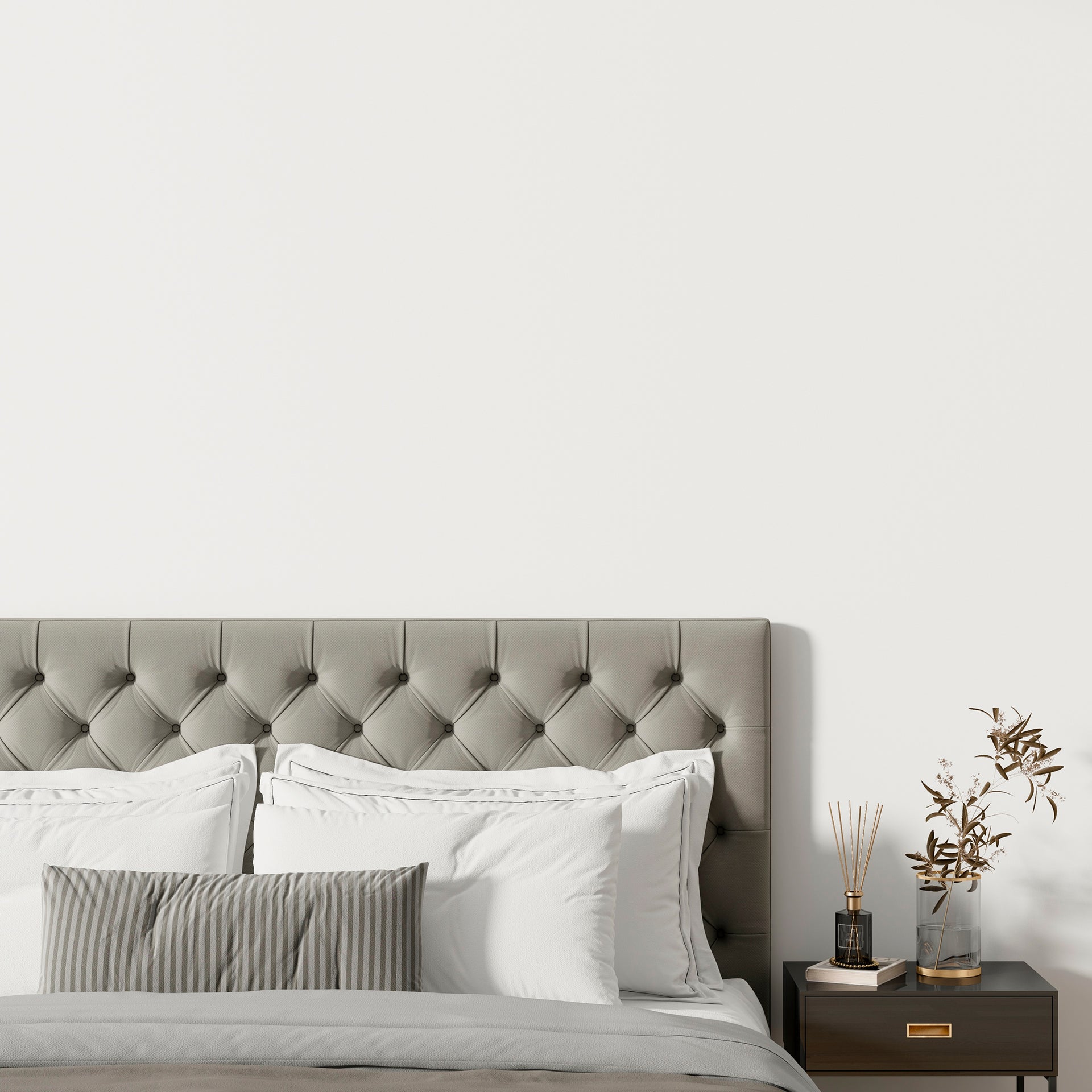 Upholstered Headboard - Tufted Grey Velvet