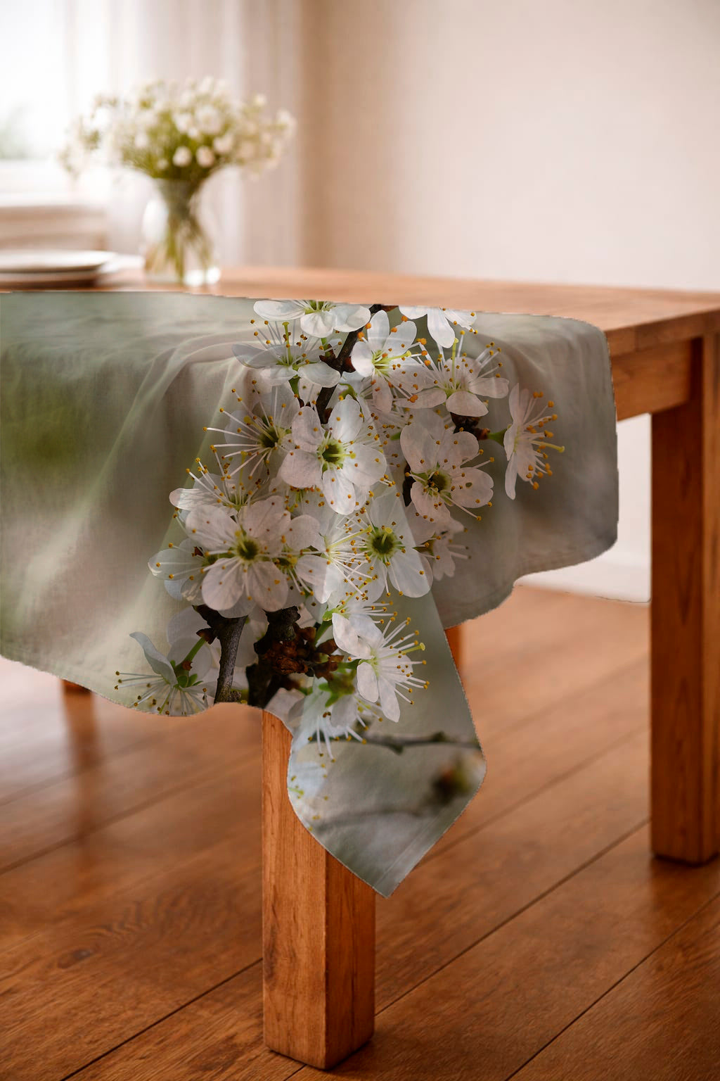 Tablecloth  - White Blossoms