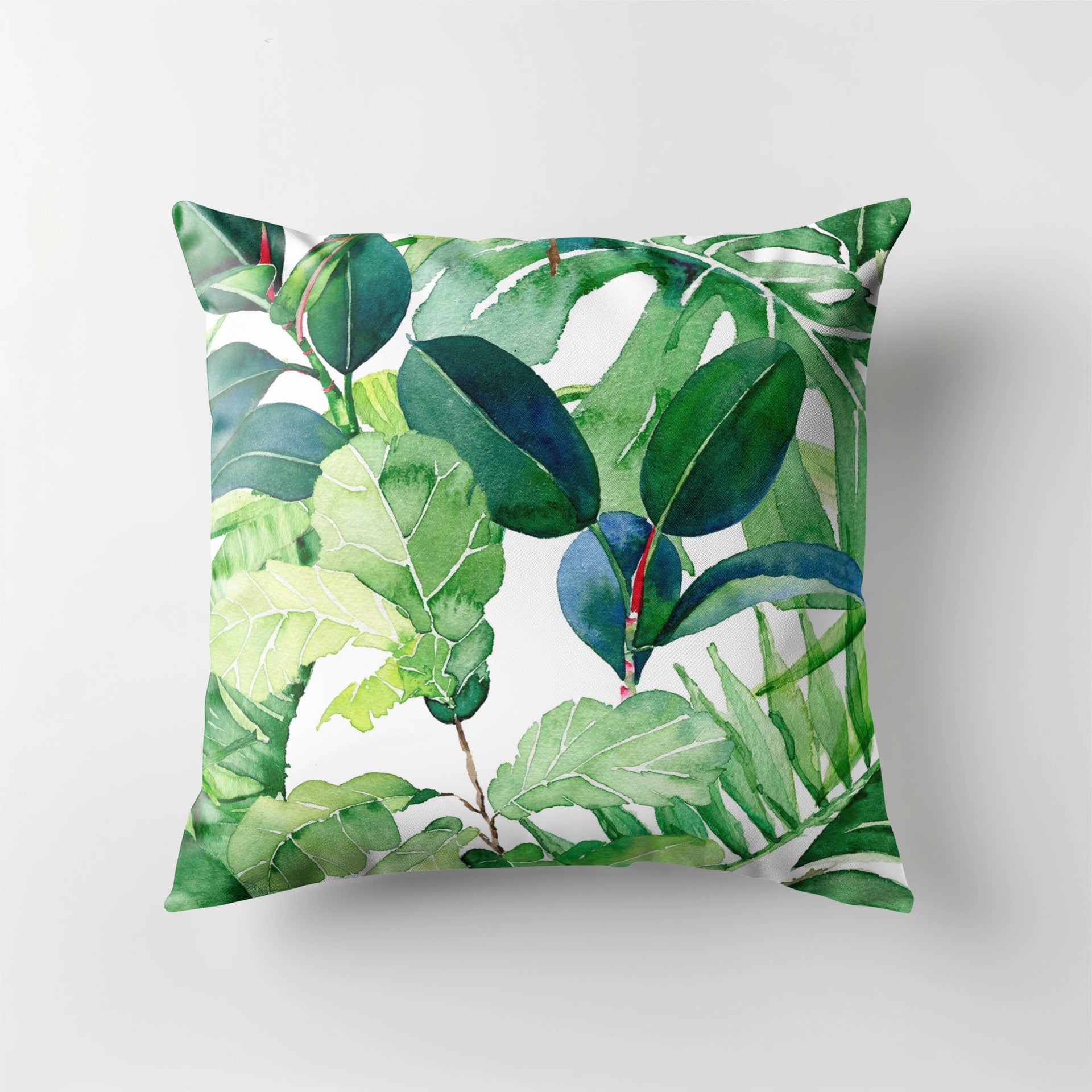 Scatter Cushion - Tropical Leaves Green with Blue