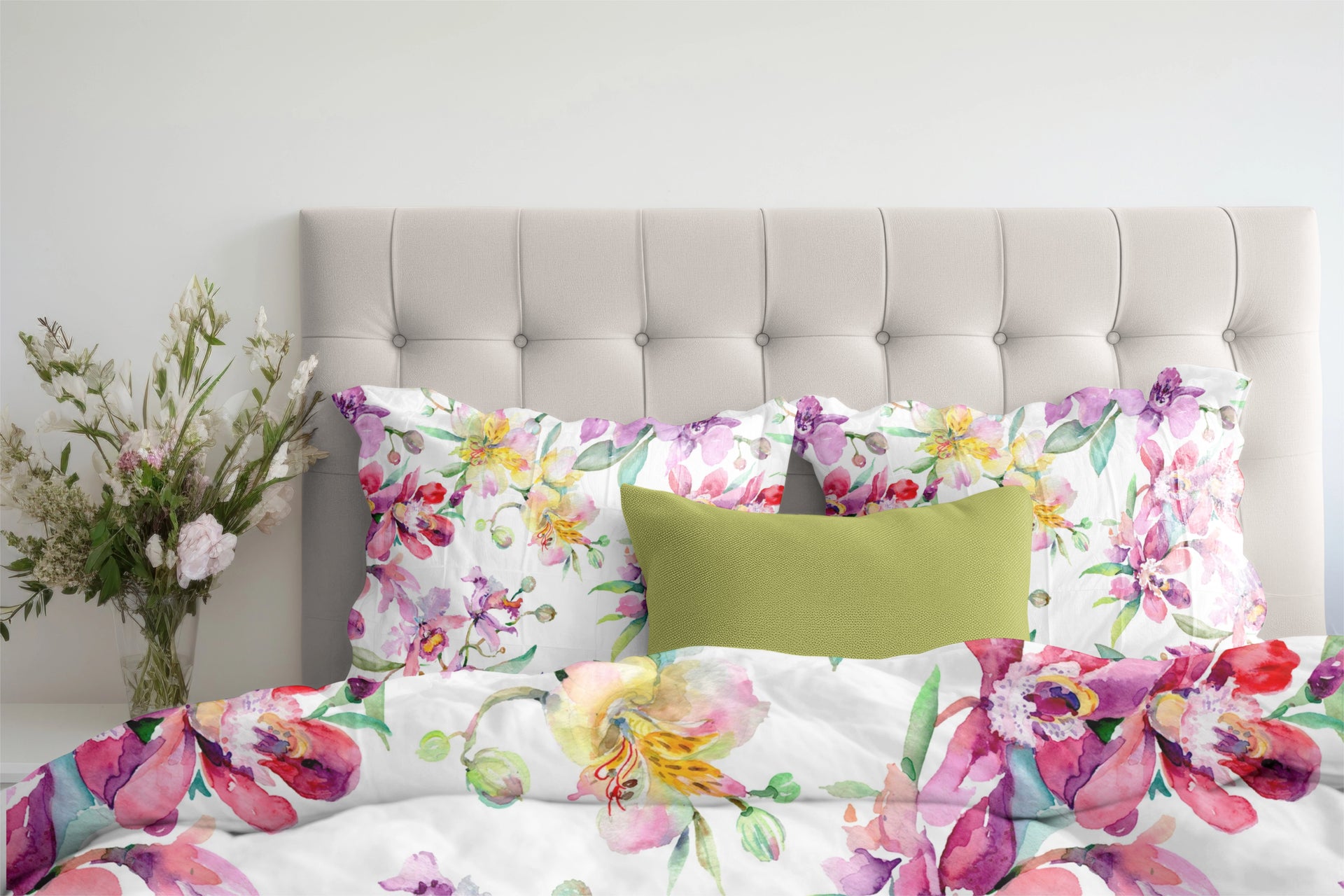 Duvet Cover Set - Orchid Bouquets Botanical Flowers