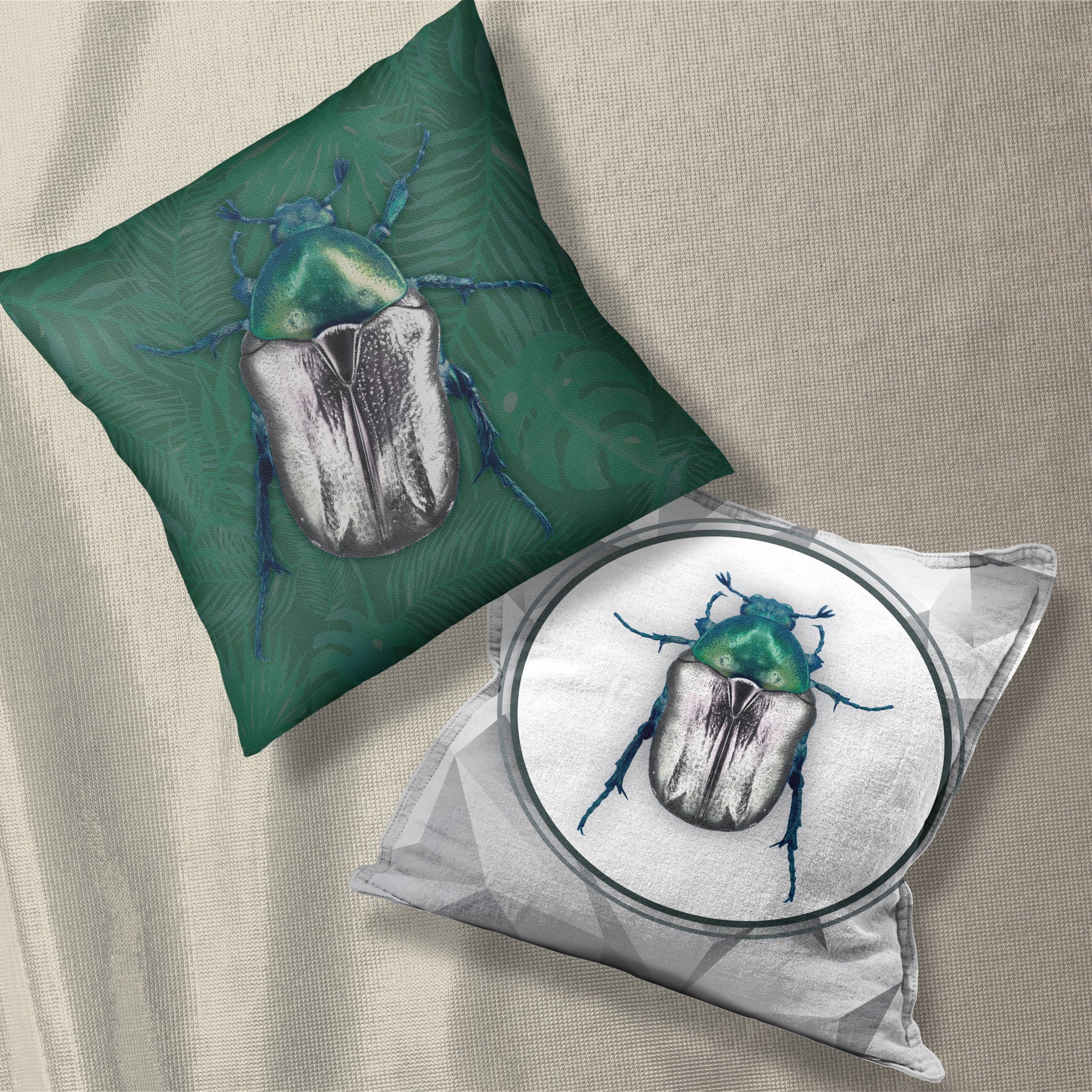 Scatter Cushion  - Grey Scarab