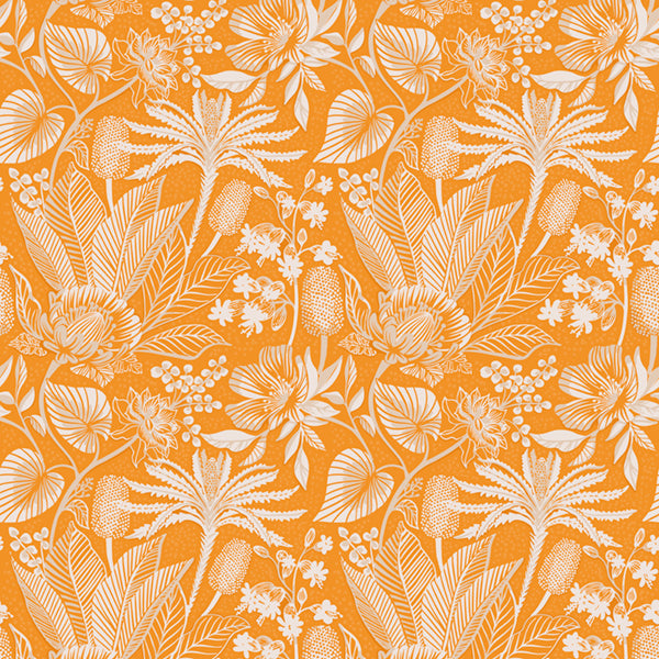 Duvet Cover Set - Lacy Palm Trees on Orange Background