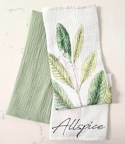 Tea Towel Set with Leaf Design