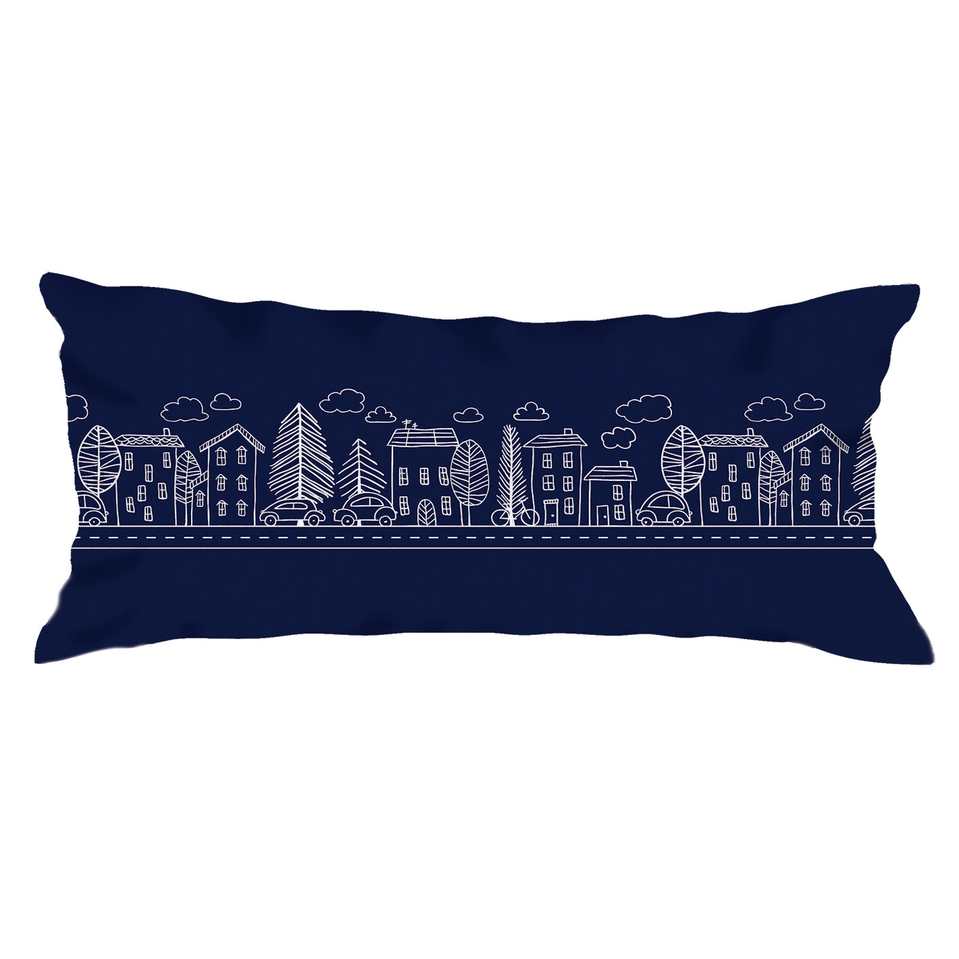 Hand Drawn Houses and Street Design on Scatter Cushion