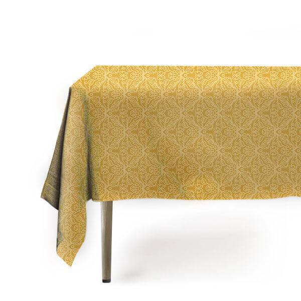 Arabesque Floral Mustard Yellow tablecloth