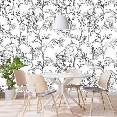 Black and White Floral wallpaper