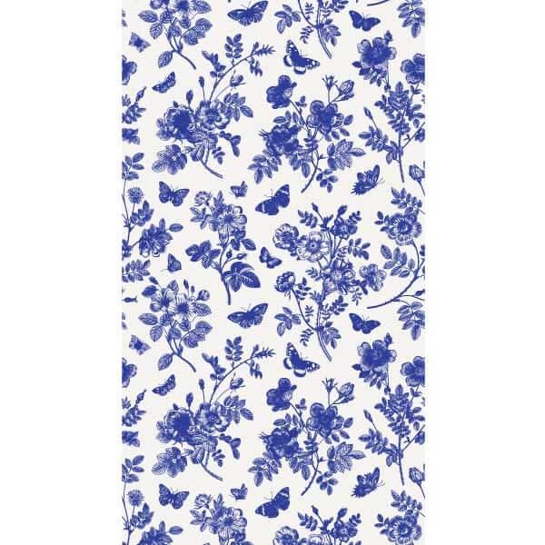 Vintage floral illustration in blue print