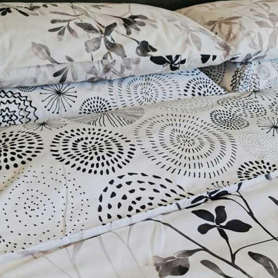 Double-sided Duvet Cover Set - Black and white pattern