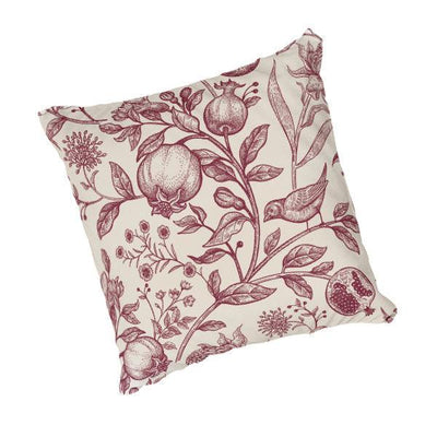 Scatter Cushion  - French red flowers, birds and fruits pattern - LAPERLE