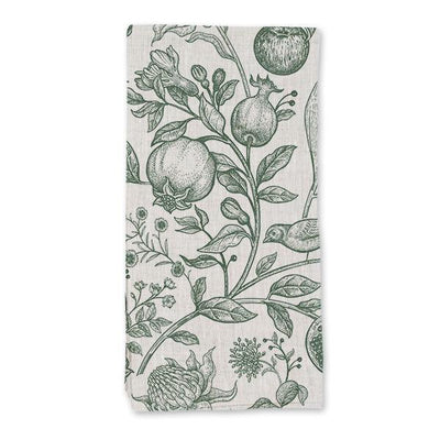Hunters green flowers, birds and fruits napkin