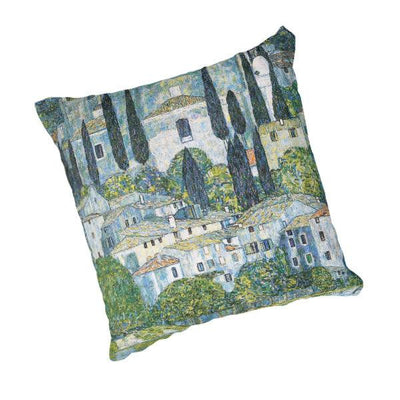 Scatter Cushion with Kirche in Cassone by Gustav Klimt's print