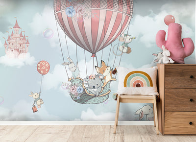Wallpaper - Kids Animal Hot Air Balloon