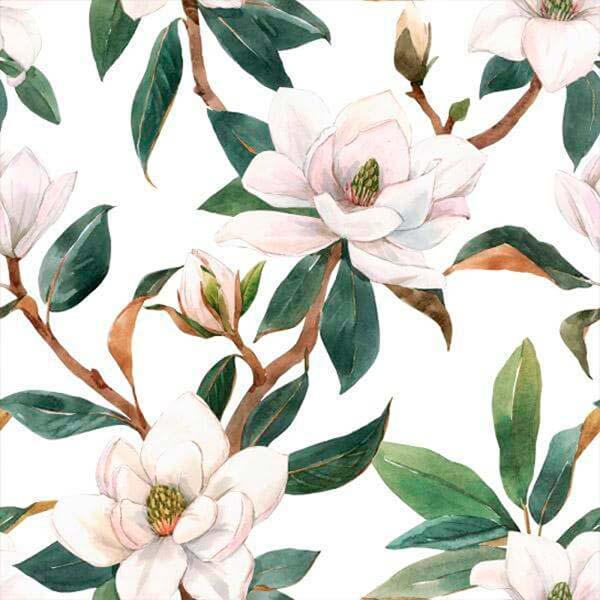 Single Napkin - White magnolia Flowers - LAPERLE