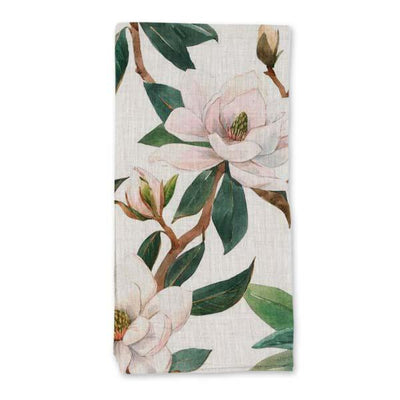 Single Napkin - White magnolia Flowers - LAPERLE