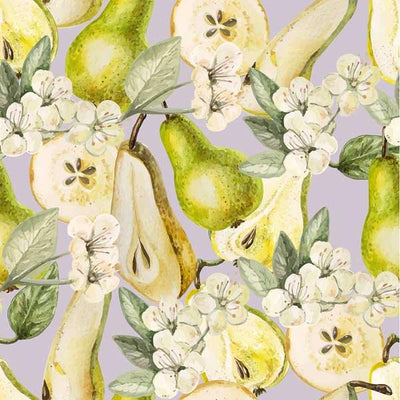 Scatter Cushion  - Watercolour Pear and blossoms - Light Lilac - LAPERLE
