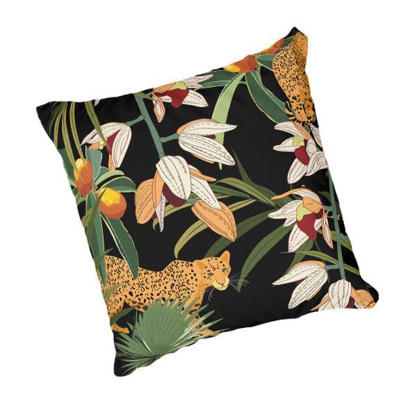 Scatter Cushion  -Leopard and exotic orchids - LAPERLE