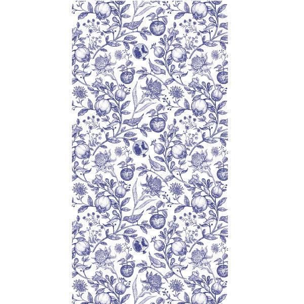 Delft blauw exotic flowers, birds and fruits print