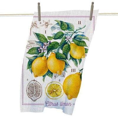 Lemons Botanical tea towel
