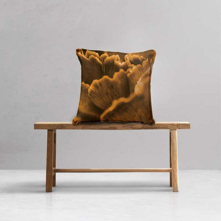 Luxe Scatter Cushion  -  Textured mustard mushroom - LAPERLE