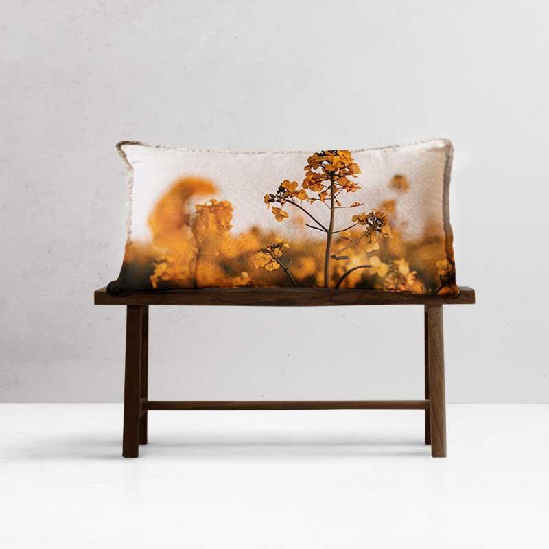 Luxe Rectangular Cushion  - Mustard Blossoms - LAPERLE