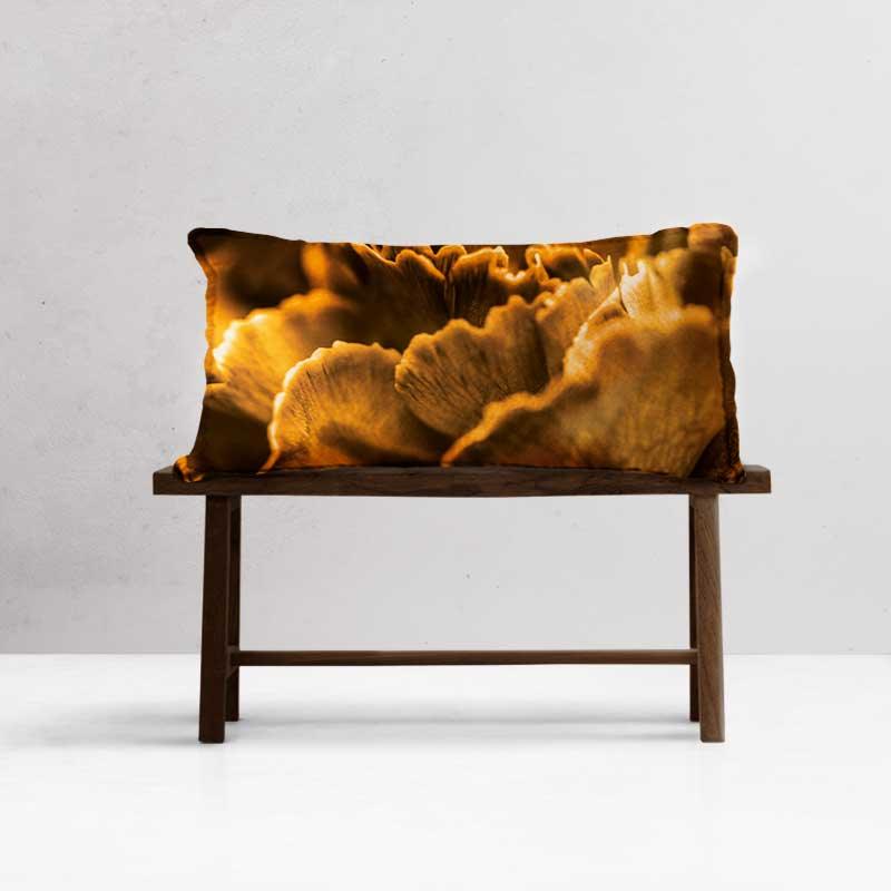 Luxe Rectangular Cushion  - Textured mustard mushroom - LAPERLE