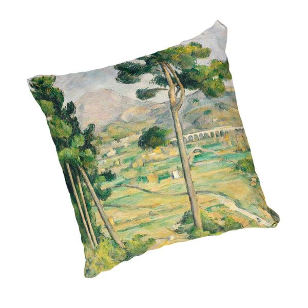 Scatter Cushion depicting Mont Sainte-Victoire by Paul Cézanne-(1885)