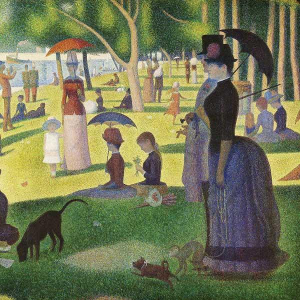 Scatter Cushion depicting A Sunday on La Grande Jatte  by Georges Seurat print
