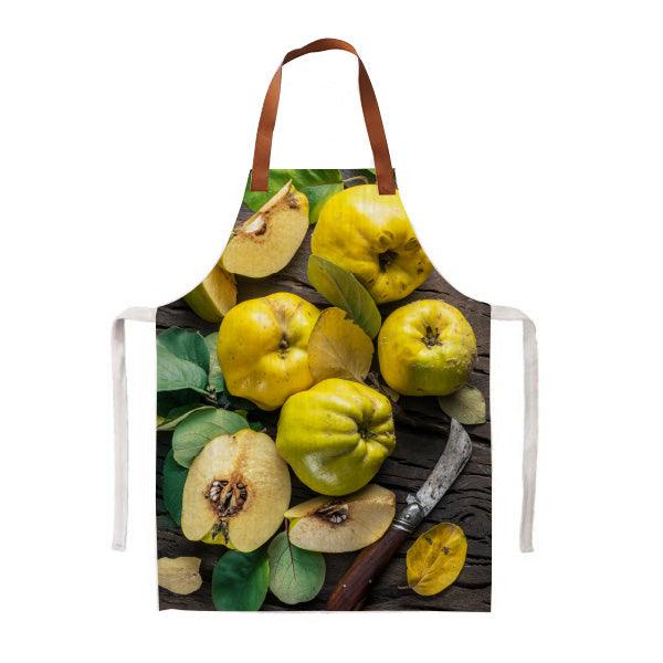 Printed Apron -Quince fruits on wood