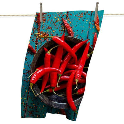 Red Chillies tea towel