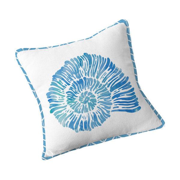 Double sided Scatter Cushion with piping - Watercolor seashell - LAPERLE