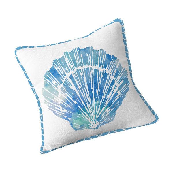Double sided Scatter Cushion with piping - Watercolour seashell - LAPERLE
