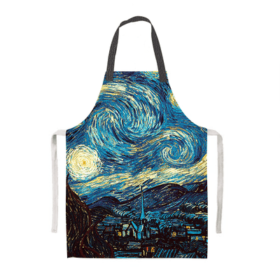 Starry Night apron with leather straps