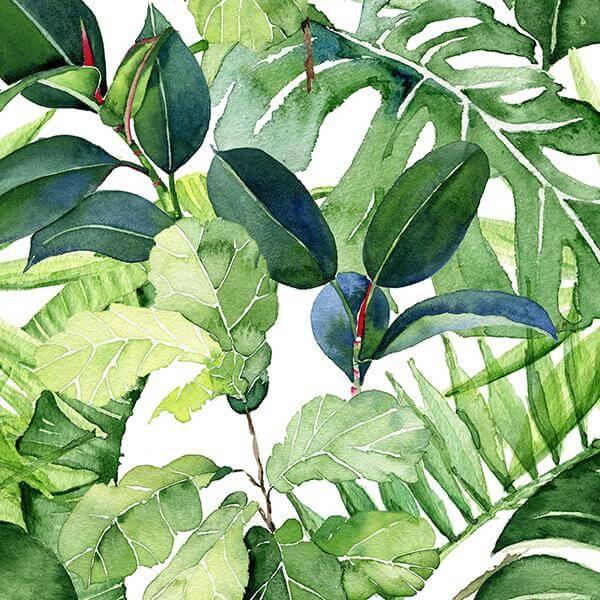Tropical Leaves Green with Blue print