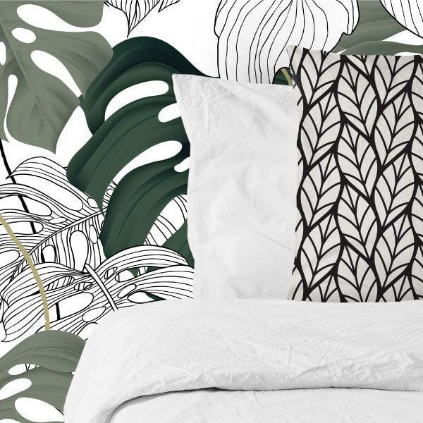 Tropical Green Black and White wallpaper