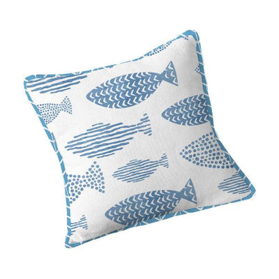 Double sided Scatter Cushion with piping - Fishes