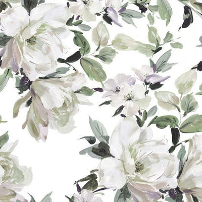 White oil Painted flowers print