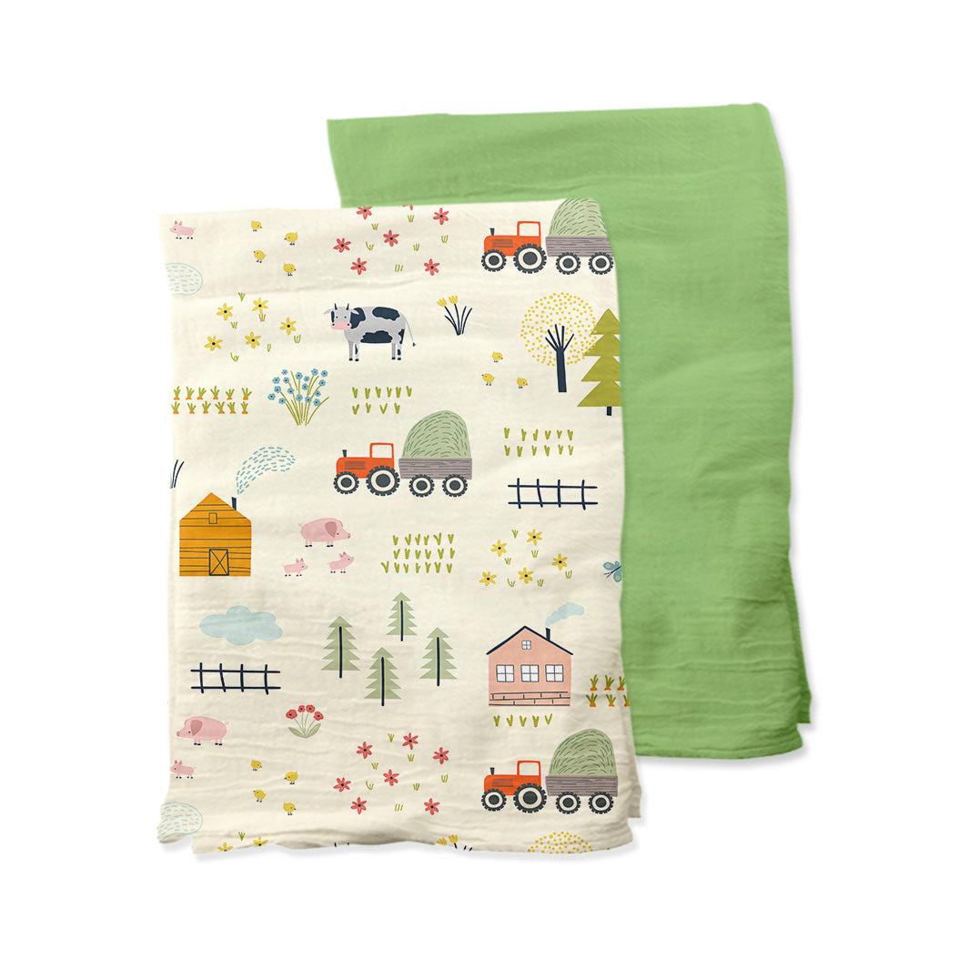 cuddle blanket with farm print