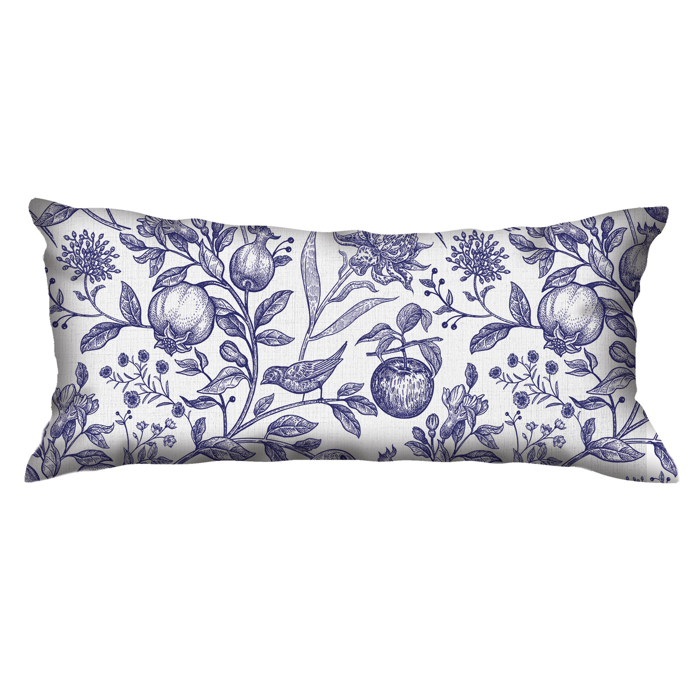 Scatter Cushion  - Delft blauw exotic flowers, birds and fruits